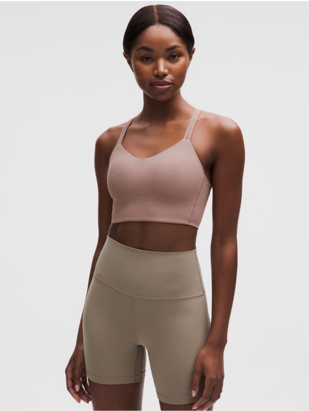 lululemon Like a Cloud Ribbed Longline Bra in Ashen Rose D/DD cup